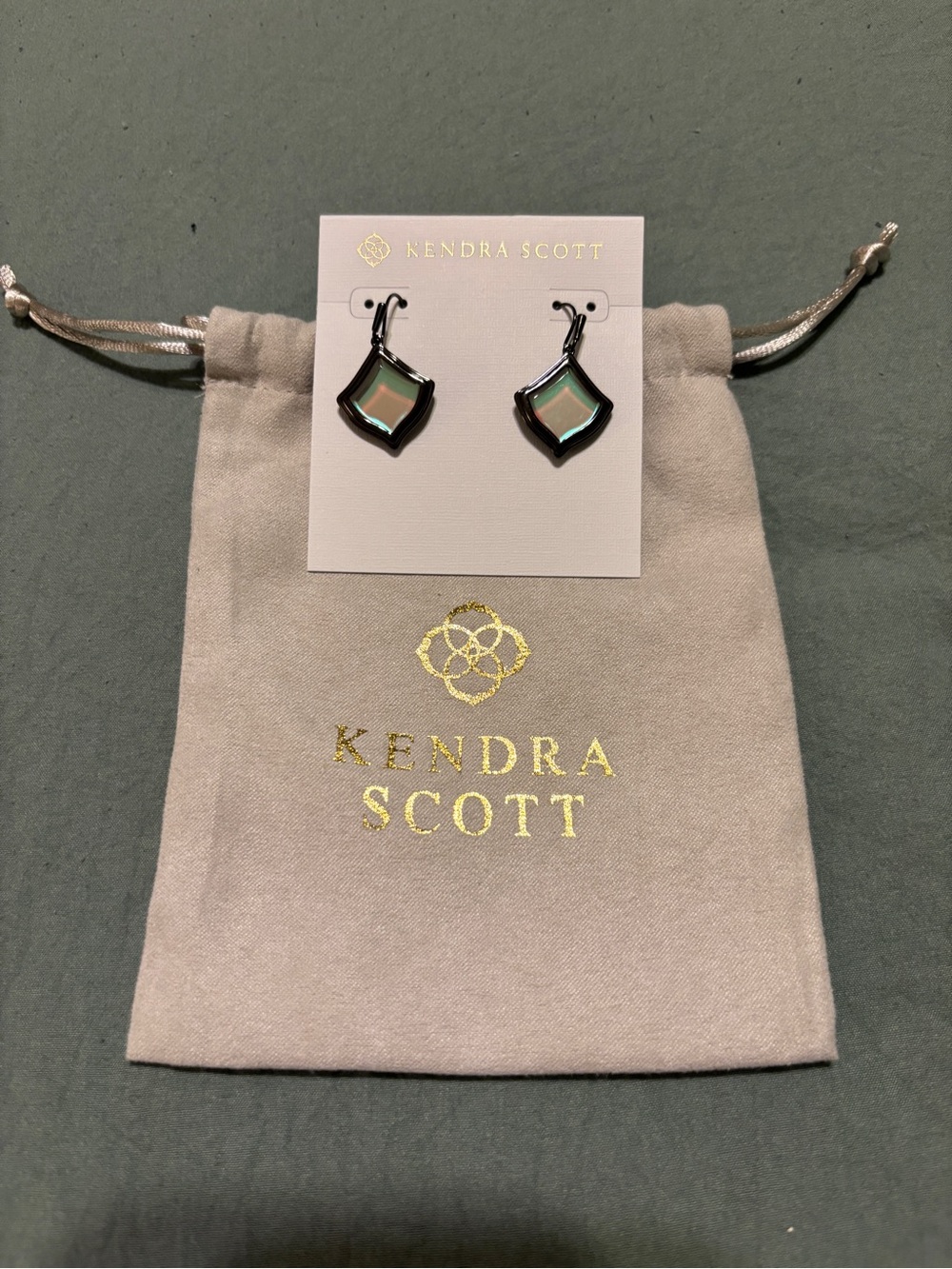 Kendra Scott Kacey Drop Earrings in Gunmetal Gray Diachronic Glass
